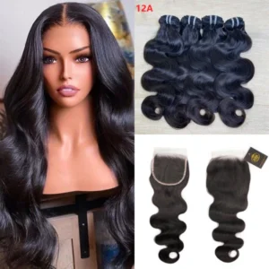 miss flawless / lovely / pretty body wave 3 bundles with 5x5 lace closure