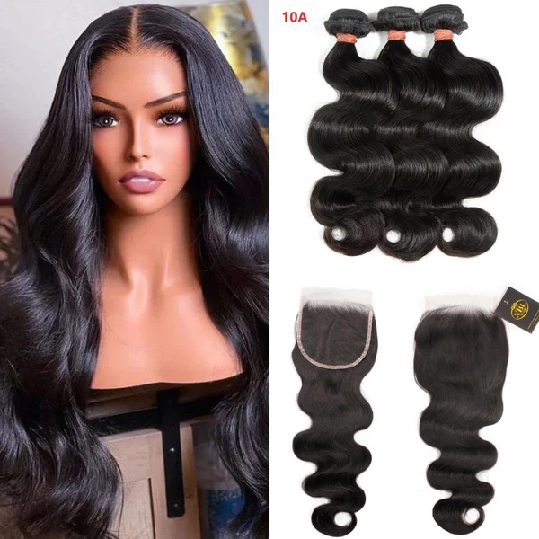 Home miss flawless / lovely / pretty body wave 3 bundles with 5x5 lace closure